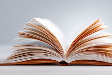 Fototapeta premium Open book, pages fanned, light orange cover