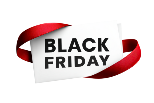 Black Friday special sale announcement with ribbon