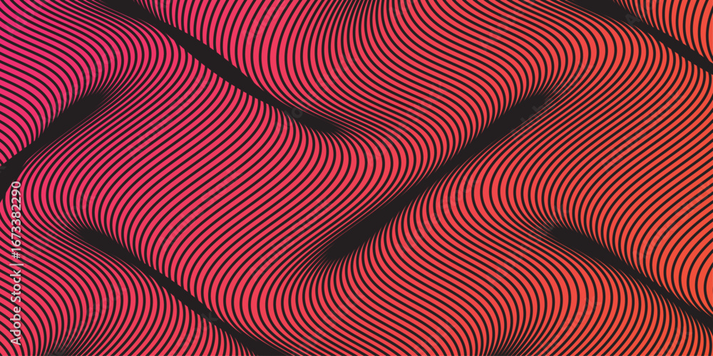 Aufkleber abstract modern colorful wavy stylized lines background. dynamic wave transparent tulle textile on w
