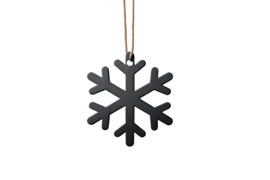 Black snowflake ornament with string for hanging