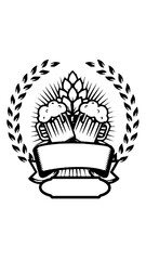 Laurel wreath with banner and wheat