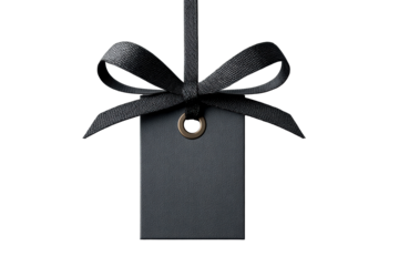 Elegant black gift tag with ribbon bow