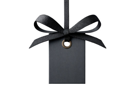 Elegant black gift tag with ribbon bow