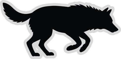 minimal wolf silhouette sticker vector high contrast wild animal outline for modern logo and iconic design