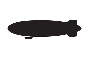 monochrome zeppelin airship blimp vector silhouette with gondola outline illustration for advertising and branding © AIcon Star
