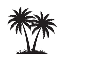 Obraz premium black and white palm tree silhouette vector graphic for tropical scenery and resort branding