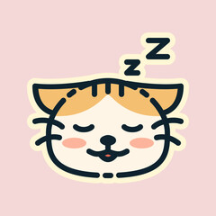 Illustration of The sleeping cat, designed in flat style. Ideal for stickers, branding, and digital projects. Comes in multiple formats, and making it versatile for both print and online use.
