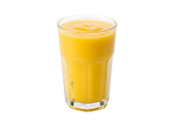 Refreshing Mango Smoothie Tropical Drink Recipe in Tall Glass on transparent background