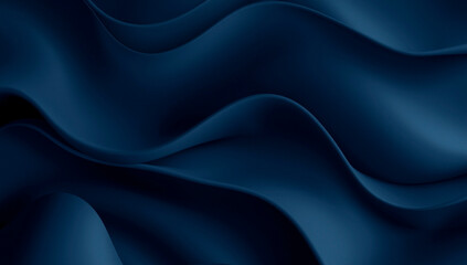 Obraz premium luxury soft wide dark blue waves, 3d abstract background, horizontal banner, copy space, free space for text 