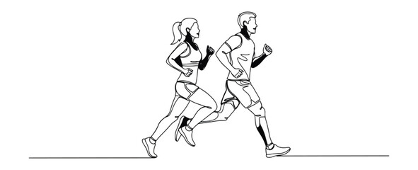 Running couple silhouette illustration