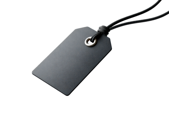 Blank black tag with string for labeling items