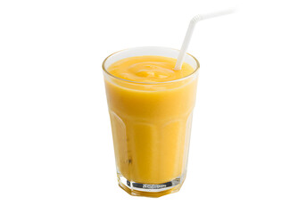 Refreshing Mango Smoothie Tropical Fruit Drink Recipe Summer Beverage Healthy Meal Delicious Yellow Smoothie in Glass on transparent background