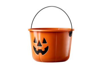 Halloween pumpkin bucket with cheerful face design