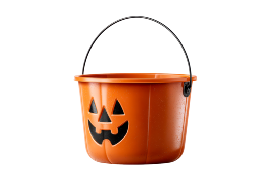 Halloween pumpkin bucket with cheerful face design