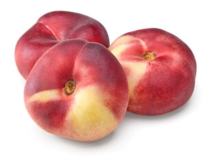 peach fruits isolated on white background. clipping path