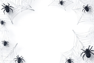 Halloween spiderwebs and spiders spooky background design