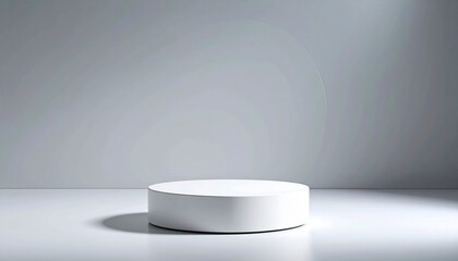 White cylindrical platform on light gray background.