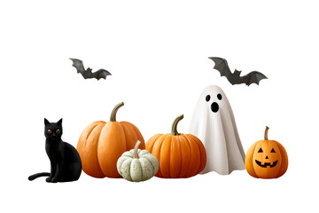 Halloween decor pumpkins and ghost
