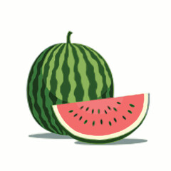 "Fresh Watermelon with Slice Illustration"