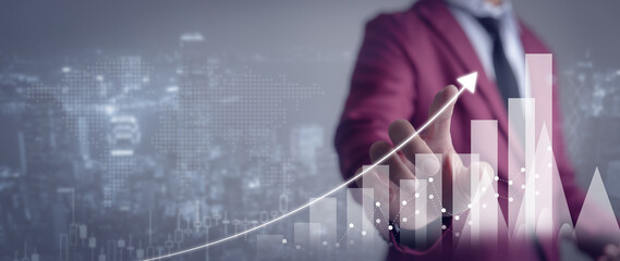 Business development for success and growth, business plan for growth and increase in positive indicators