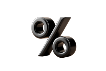 Black percentage symbol on transparent background