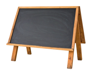 Angled Perspective of Black Board on Wooden Easel