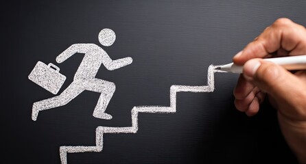 Chalk drawing of a person running up stairs (1)