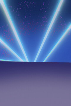 Abstract Blue Light Beams with Particles Illustration