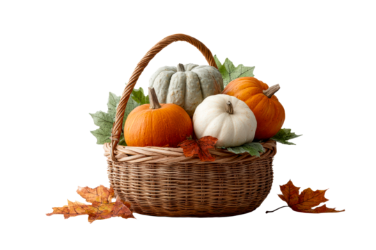 Autumn basket of colorful pumpkins - Powered by Adobe