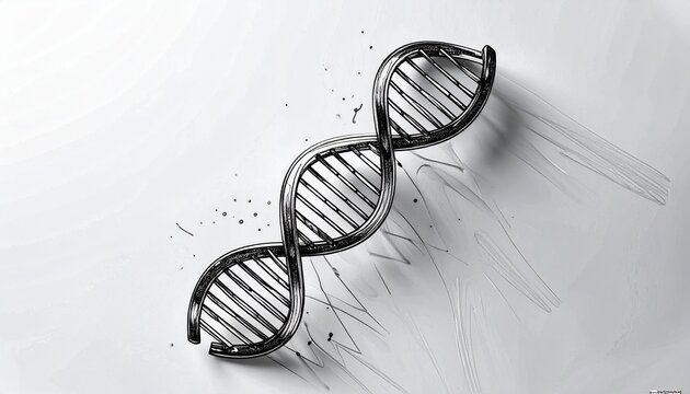 Metallic DNA double helix disintegrating into fragments, symbolic of mutation and molecular breakdown.