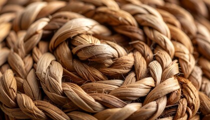 Spiral-woven straw circle, natural fibers in symmetrical earthy craftsmanship.