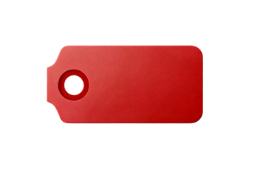 Red tag with circular cutout for versatility