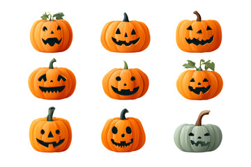 Halloween pumpkins on transparent bg