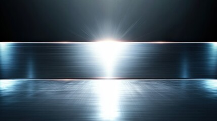 Sleek metal surface with radiant light effects