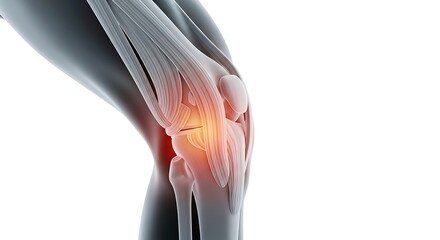 Fototapeta premium Anatomical Illustration of a Human Knee Joint Experiencing Pain and Inflammation.