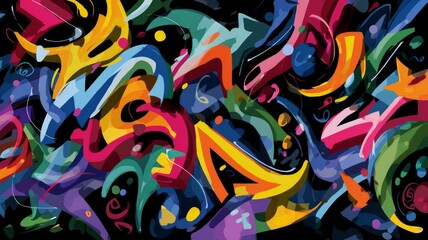 Vivid urban graffiti explosion of colors. Artificial intelligence image
