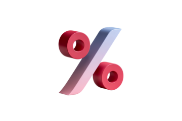 3D percentage symbol with a transparent background