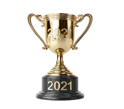 Gold trophy with 2021 text