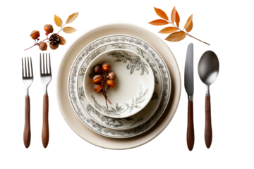 Vintage plates and cutlery for elegant dining