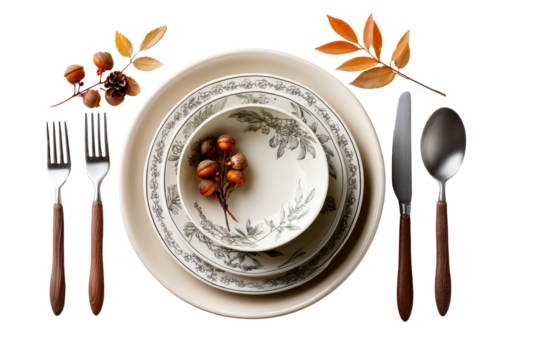 Vintage plates and cutlery for elegant dining - Powered by Adobe