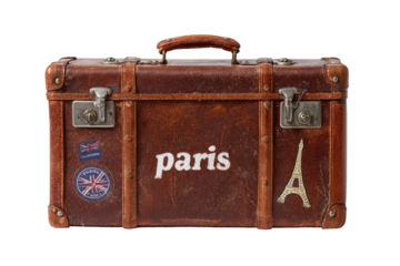 Vintage suitcase with Parisian theme