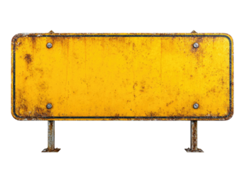 Empty, rusty, yellow road sign