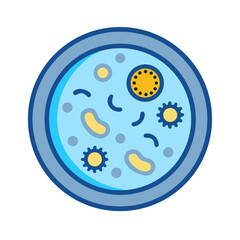 Petri Dish Microbes Vector Icon for Biology and Laboratory