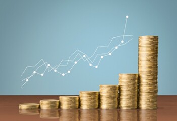 Investment and saving money concept. Coins stack