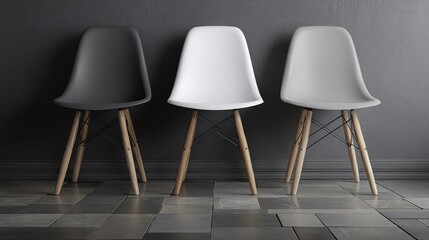 Three Modern Chairs in a Row