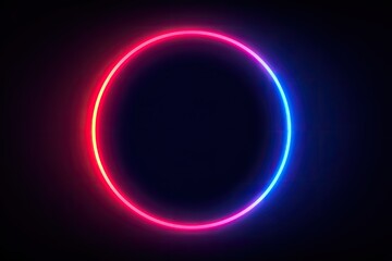 Neon oval frame, red and blue, dark background