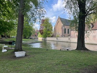 Minnewaterpark (Lake of Love Park) in Bruges, Belgium
