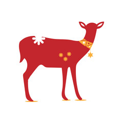 christmas reindeer with red ribbon