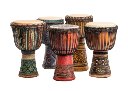 Group of colorful African drums