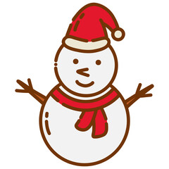 snowman with red hat and scarf vector cartoon
